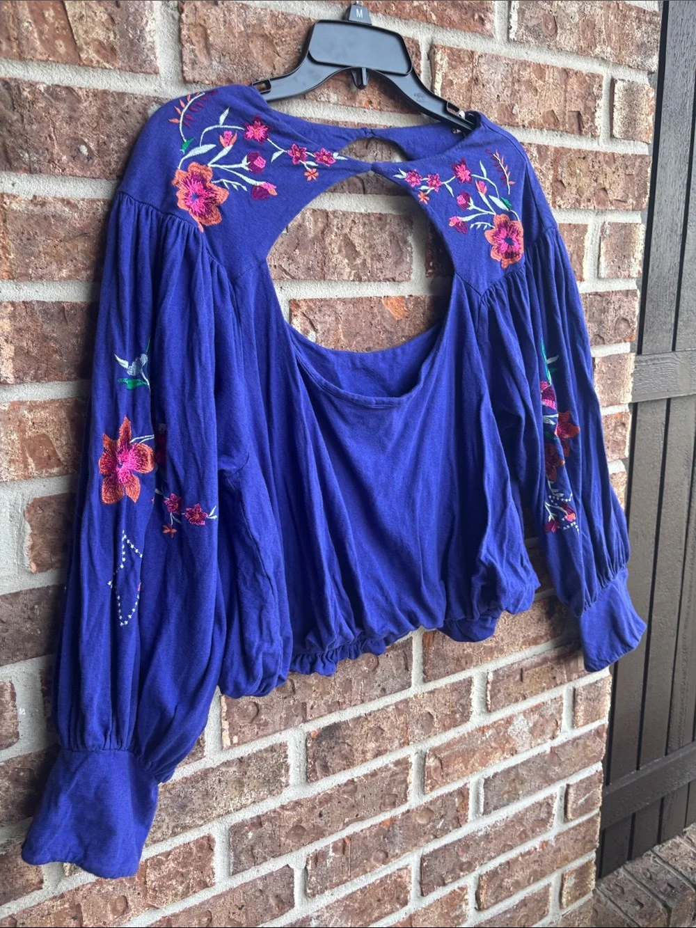 Free people lita Embroidered Open-Back Peasant Blouse -
